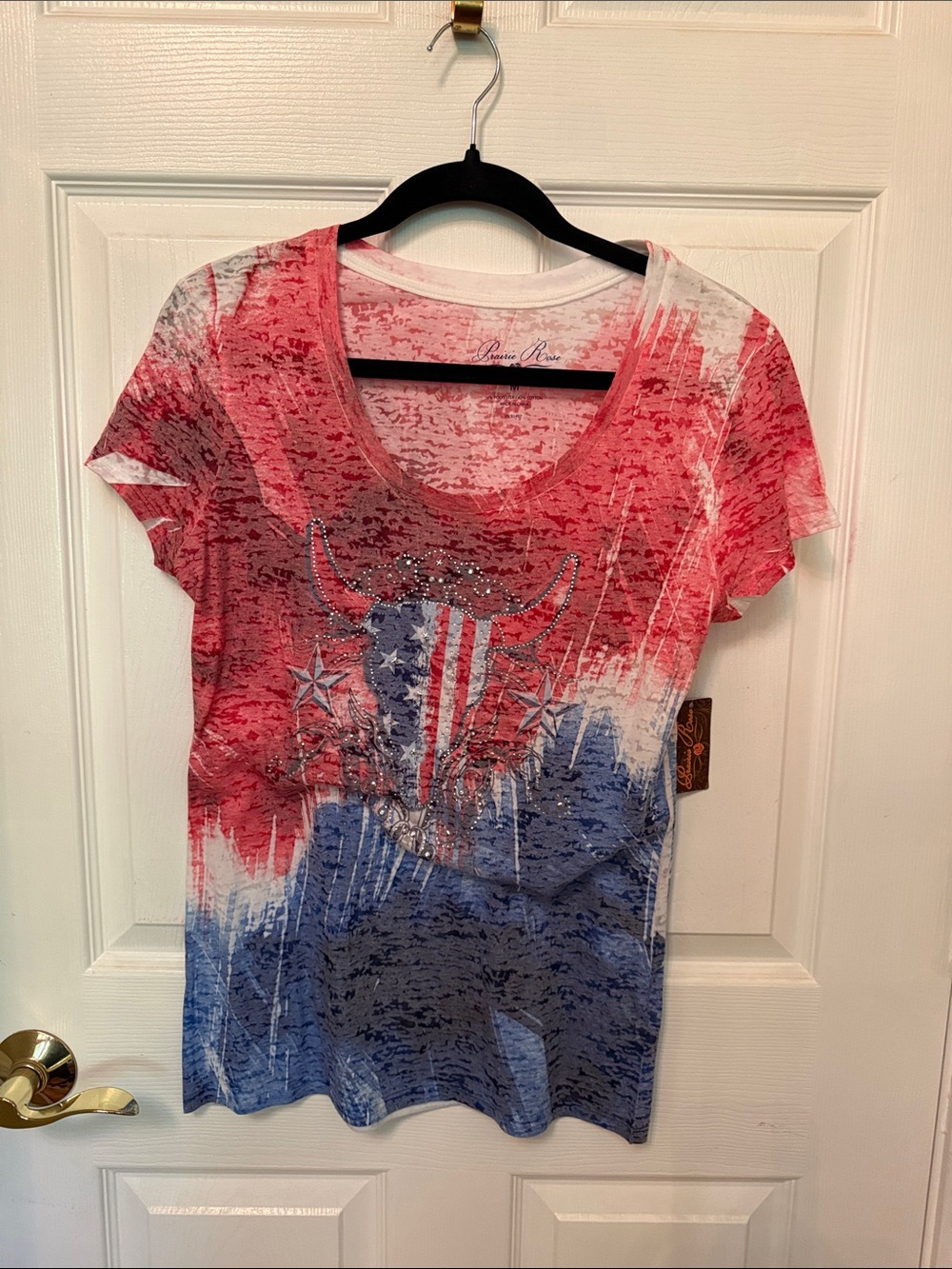 Patriotic Red & Blue Graphic Short Sleeve Tee by
